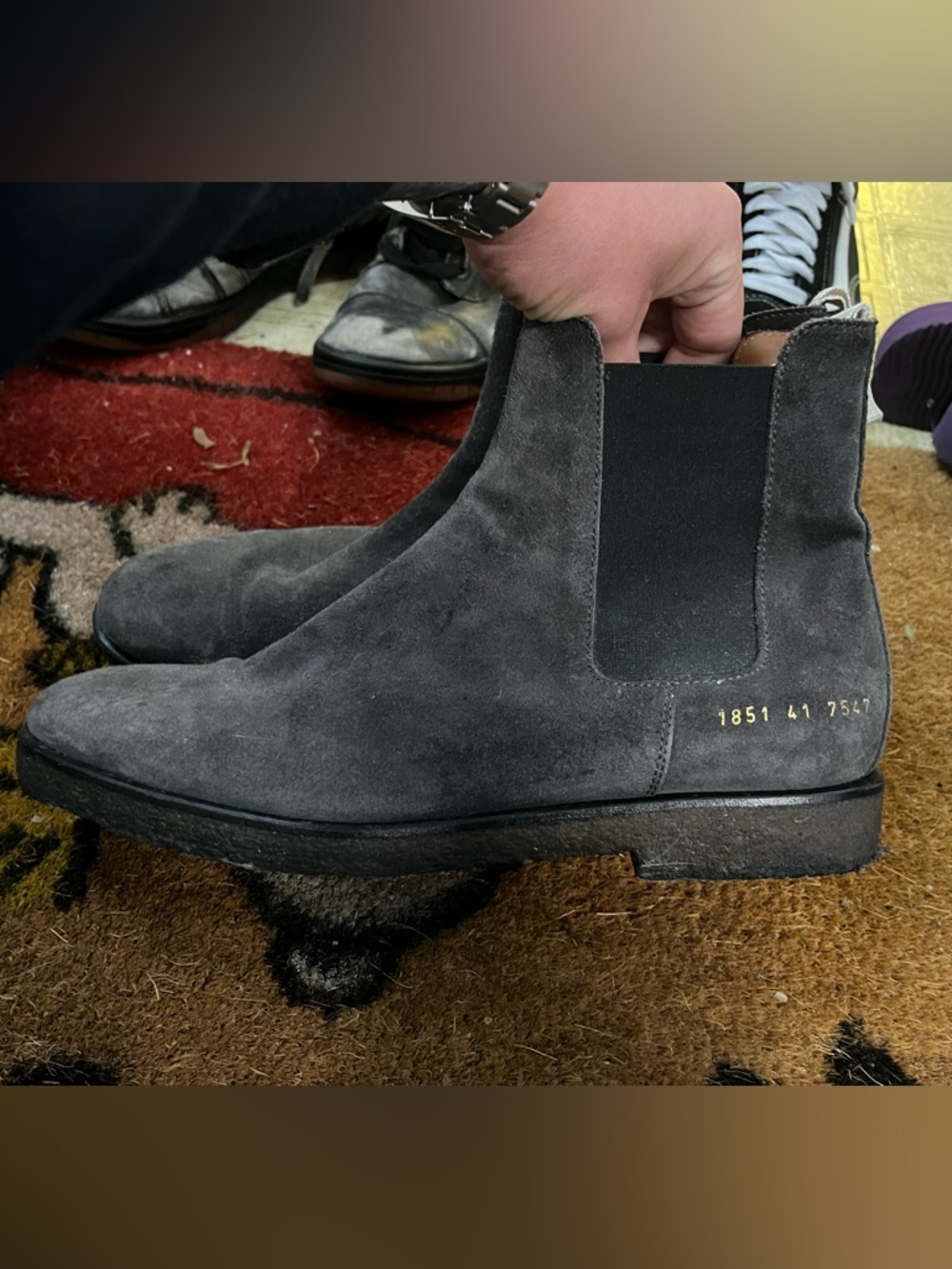 Common Projects Gray Suede Chelsea Boots